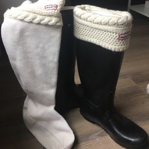 Hunter boots with one pair of leg warmers